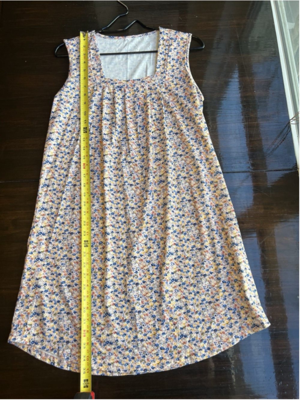 Wyobmus Square Neck Tank Top Sleeveless Dress Pleated Woman Size Medium Floral - Picture 8 of 11